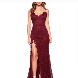 Alamour the label burgundy lace dress XS